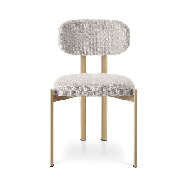 SICAAN - Sicaan Lot de 4 chaises style scandinave tissu chenille beige pieds métal effet chêne – MIA - large