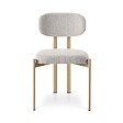 SICAAN - Sicaan Lot de 4 chaises style scandinave tissu chenille beige pieds métal effet chêne – MIA - vignette