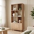 SICAAN - Sicaan Bibliothèque scandinave H.180cm, 2 portes et 6 niches finition chêne - LILA - vignette
