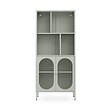 SICAAN - Sicaan Bibliothèque industrielle métal 180  cm 2 portes 4 niches vert sauge et verre cannelé MILIE - vignette