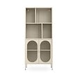 SICAAN - Sicaan Bibliothèque Industriel en métal H180 cm 2 Portes 4 niches Beige et Verre cannelé MILIE - vignette
