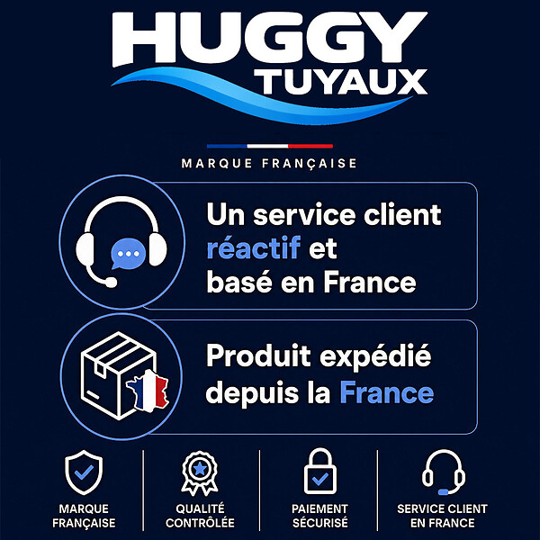 HUGGY TUYAUX - Tuyau de refoulement plat Ø 25 mm (1'') orange - Longueur 25 mètres - large