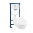 VILLEROY ET BOCH - Pack WC suspendu sans bride  Avento + abattant + bâti-support autoportant + plaque blanche - vignette