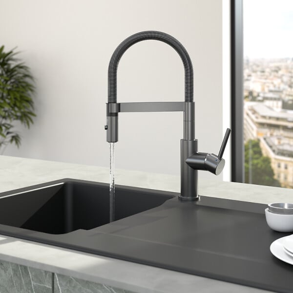 VILLEROY ET BOCH - Robinet cuisine  Steel expert compact anthracite - large