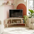 OVIALA - Meuble TV effet bois 120x55 cm style scandinave crème - Brady - vignette