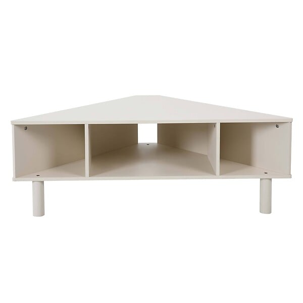 OVIALA - Meuble TV effet bois 120x55 cm style scandinave crème - Brady - large