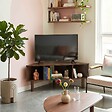 OVIALA - Meuble TV effet bois 120x55 cm style scandinave bois foncé  - Brady - vignette