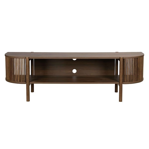 OVIALA - Meuble TV bohème 160 cm effet bois foncé - Marcus - large