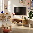 OVIALA - Meuble TV bohème 160 cm effet bois clair - Marcus - vignette