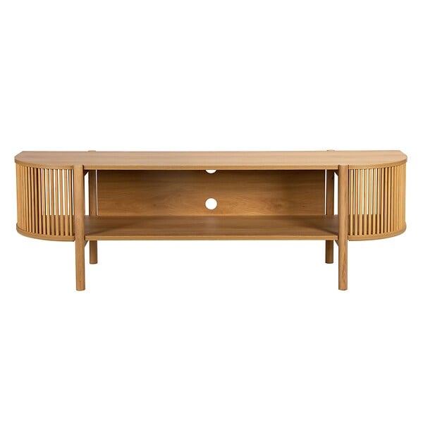 OVIALA - Meuble TV bohème 160 cm effet bois clair - Marcus - large