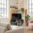 OVIALA - Meuble TV effet bois 120x55 cm style scandinave vert foncé - Brady - vignette