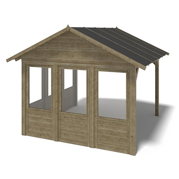 ALTANKA - Pergola de jardin 4.04x4.04m avec panneaux - traité - ALT127 - large