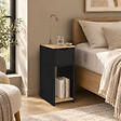 ID MARKET - Lot de 2 tables de chevet étroites ANOUK 1 tiroir avec niche noir et bois - vignette