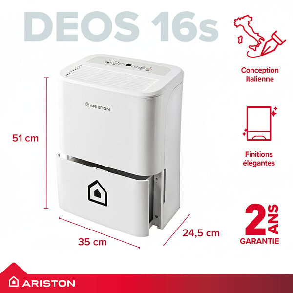ARISTON - Ariston DEOS Déshumidificateur silencieux et intuitif avec WIFI intégré, Blanc (3381352) - large