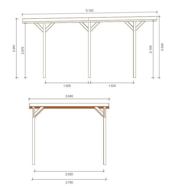 ALTANKA - Carport, abri de voiture  3.04x5.12 m - 15.57 m2 - CAR16 - large