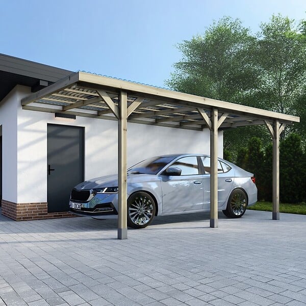 ALTANKA - Carport, abri de voiture  3x5.24 m - 15 m2 - couverture PVC  - CAR7-2PVCTR - large