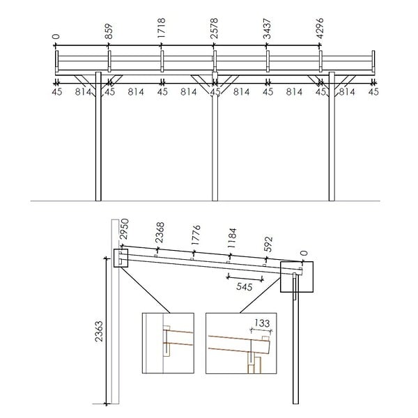 ALTANKA - Carport, abri de voiture  3x5.24 m - 15 m2 - adossé  - CAR7-2 - large