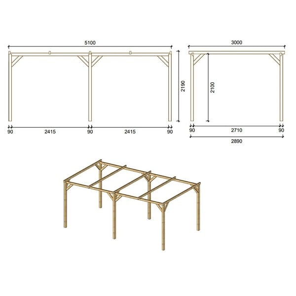 ALTANKA - Carport, abri de voiture  3x5.1 m - 15.3 m2 - CAR1 - large