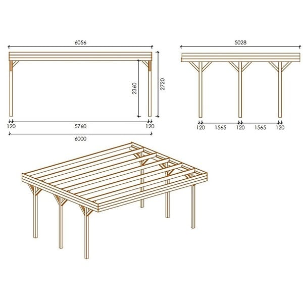 ALTANKA - Carport, abri de voiture  6.06x5.03 m - 30.48 m2 - CAR5 - large
