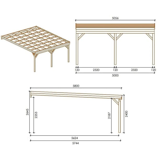 ALTANKA - Carport, abri de voiture  5.8x5.06 m - 29 m2 - couverture PVC  - CAR23PVCTR - large