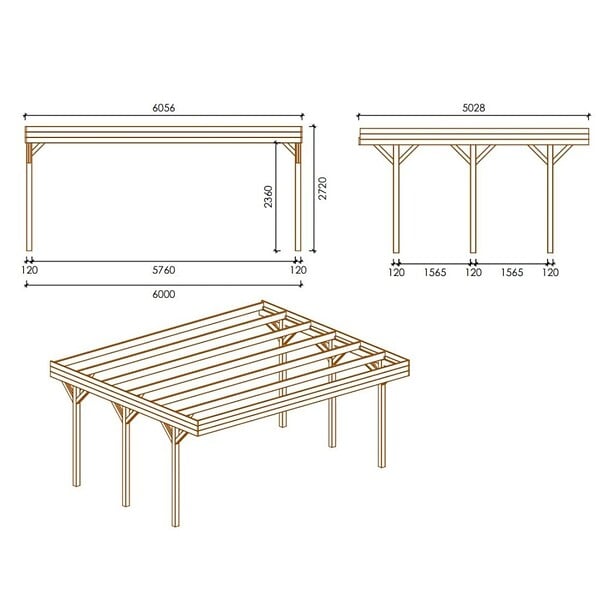 ALTANKA - Carport, abri de voiture  6.06x5.03 m - 30 m2 - couverture PVC  - CAR5PVCTR - large
