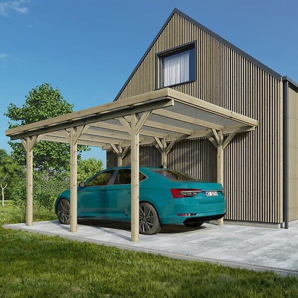ALTANKA - Carport, abri de voiture  3.04x5.12 m - 15.57 m2 - couverture PVC  - CAR16PVCTR - large