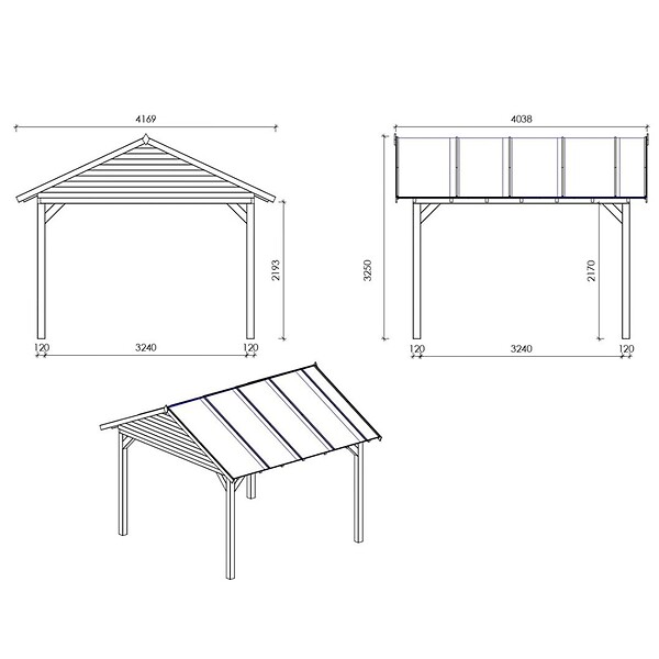 ALTANKA - carport  4,04x4,17 m - traité - large