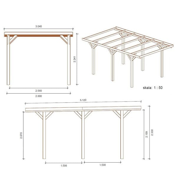 ALTANKA - Carport, abri de voiture  3.04x5.12 m - 15.56 m2 - CAR10 - large