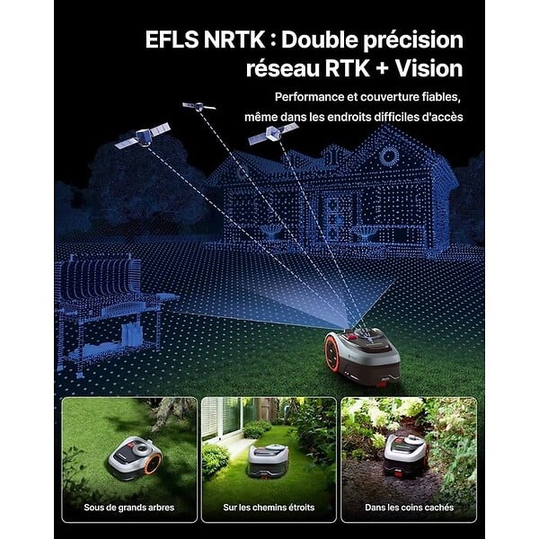 NAVIMOW - Robot tondeuse i206E AWD sans fil périphérique - 600 m² - large