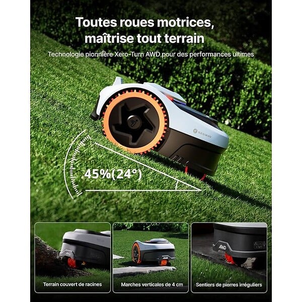 NAVIMOW - Robot tondeuse i206E AWD sans fil périphérique - 600 m² - large