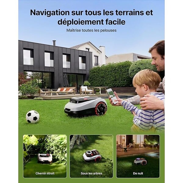 NAVIMOW - Robot tondeuse i210E LiDAR sans fil périphérique - 1000 m² - large