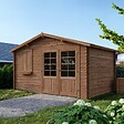 ALTANKA - Abri de jardin en bois - 12m2 - 4x3m - Traité - Ep. 28mm - Couleur: marron - DOM595 - vignette