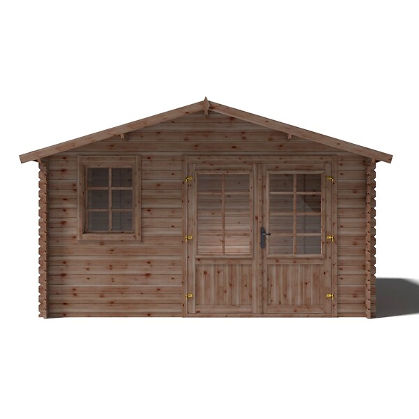 ALTANKA - Abri de jardin en bois - 11.7m2 - 3.9x3m - Traité - Ep. 34mm - Couleur: marron - DOM562 - large