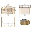 ALTANKA - Abri de jardin en bois - 11.7m2 - 3.9x3m - Traité - Ep. 34mm - Couleur: marron - DOM562 - vignette