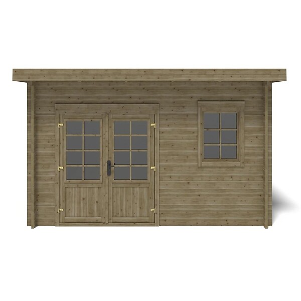 ALTANKA - Abri de jardin en bois - 12m2 - 4x3m - Traité - Ep. 40mm - Couleur: vert - DOM717 - large