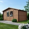 ALTANKA - Abri de jardin en bois - 15.2m2 - 3.9x3.9m - Traité - Ep. 34mm - Couleur: marron - DOM563 - vignette