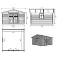 ALTANKA - Abri de jardin en bois - 15.2m2 - 3.9x3.9m - Traité - Ep. 34mm - Couleur: marron - DOM563 - vignette
