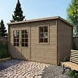ALTANKA - Abri de jardin en bois - 12m2 - 4x3m - Traité - Ep. 28mm - Couleur: vert - DOM381 - vignette