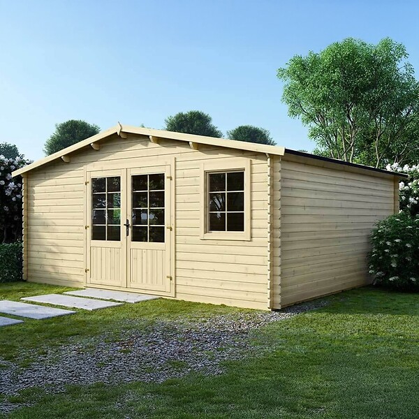 ALTANKA - Abri de jardin en bois - 25m2 - 5x5m - Ep. 28mm - Couleur: naturel - DOM591 - large