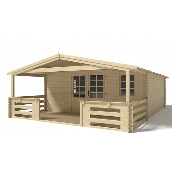 ALTANKA - Terrasse en bois avec balustrade pour abri en bois - 10m2 - 5m x 2m - couleur: naturel - DOM601 - large