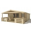 ALTANKA - Terrasse en bois avec balustrade pour abri en bois - 10m2 - 5m x 2m - couleur: naturel - DOM601 - vignette