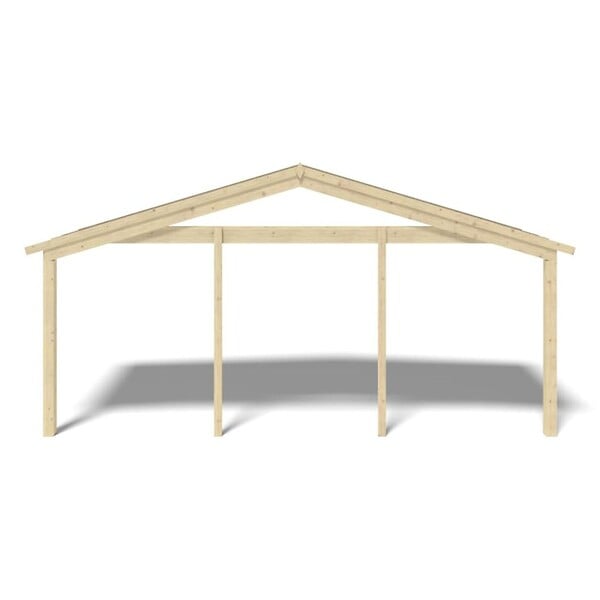 ALTANKA - Avant-toit en bois 6x2m pour le chalet de jardin 6m, couleur naturel - DOM553 - large