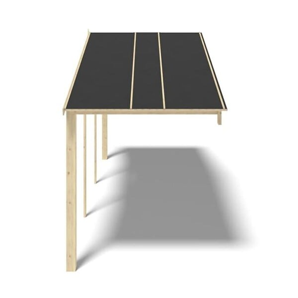 ALTANKA - Avant-toit en bois 6x2m pour le chalet de jardin 6m, couleur naturel - DOM553 - large