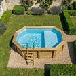 ALTANKA - Piscine hors sol en bois NEMO 4.3 x 3 - H.1.18 m avec plage, bleu pâle, fixations à visser - BAS7302OSPL+PLA302 - vignette
