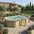 ALTANKA - Piscine hors sol en bois NEMO 7.3 x 3.97 - H.1.45 m avec plage, gris clair, cadre en métal - sans dalle - BAS7305OSPU2+PLA305 - vignette