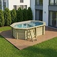 ALTANKA - Piscine hors sol en bois NEMO 4.3 x 3 - H.1.18 m avec plage, gris clair, cadre en métal - sans dalle - BAS7302OSPU2+PLA302 - vignette