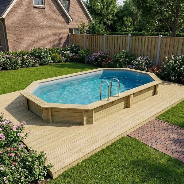 ALTANKA - Piscine hors sol en bois NEMO 5.79 x 3.49 - H.1.45 m, gris clair, fixations à sceller - BAS7304OSPI2 - large