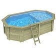 ALTANKA - Piscine hors sol en bois NEMO 5.79 x 3.49 - H.1.45 m avec plage, bleu pâle, fixations à sceller - BAS7304OSPI+PLA304 - vignette