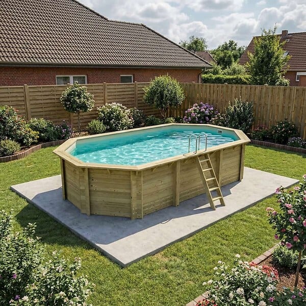 ALTANKA - Piscine hors sol en bois NEMO 7.3 x 3.97 - H.1.45 m, sable, cadre en métal - sans dalle - BAS7305OSPU3 - large
