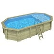 ALTANKA - Piscine hors sol en bois NEMO 7.3 x 3.97 - H.1.45 m avec plage, bleu pâle, cadre en métal - sans dalle - BAS7305OSPU+PLA305 - vignette